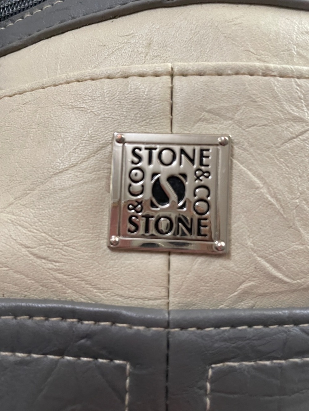 Stone & Co. Cream and Gray Structured Shoulder Tote - Picture 4 of 9